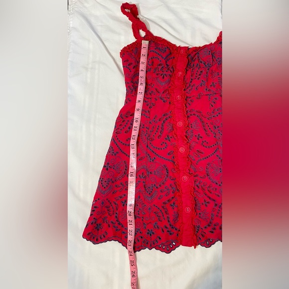 Red & Navy Embroidered Dress - Picture 5 of 5